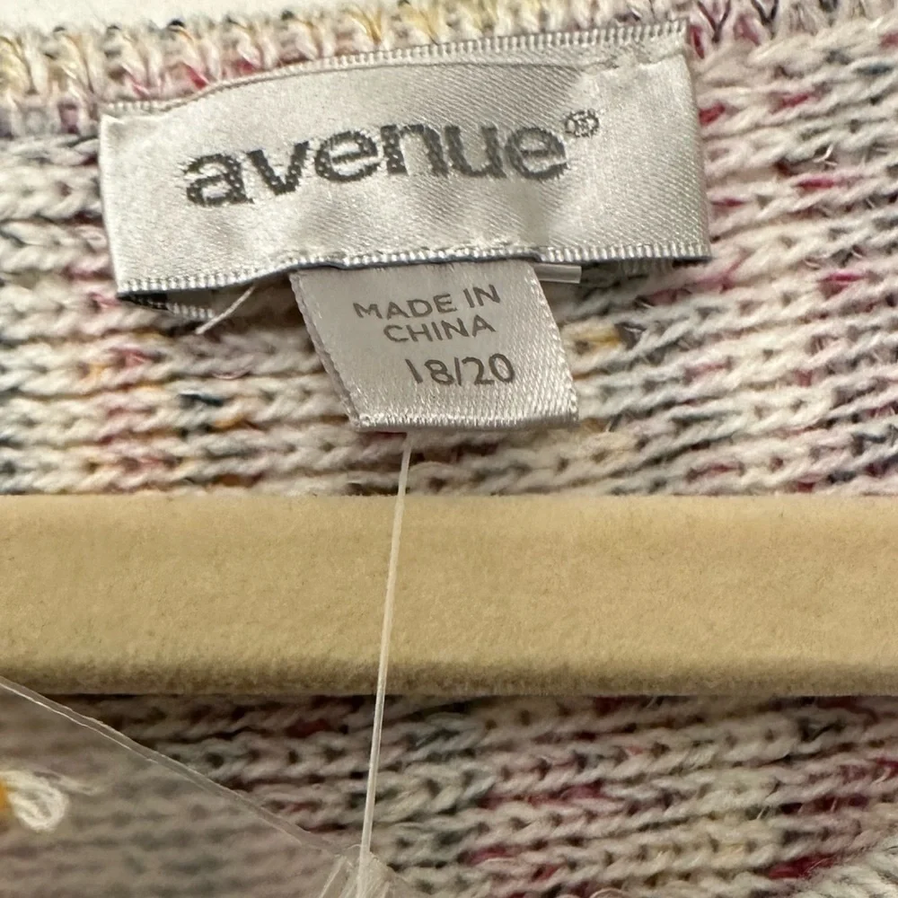 Avenue Space Dye Knit Sweater plus sz 18 20 Multi Color‎ 3/4 Sleeve Straight Hem